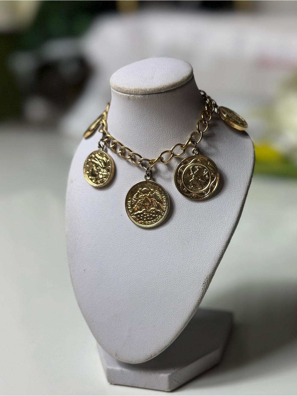 Gold Coin Charm Link Bracelet - Women Jewelry - Picture 6 of 13
